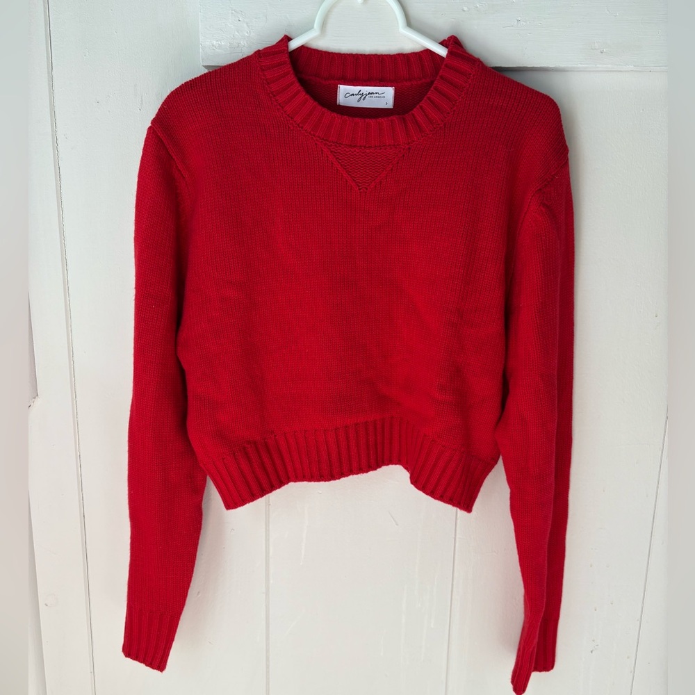 Carly Jean Los Angeles Vibrant Red Crew Neck Sweater — NWOT condition